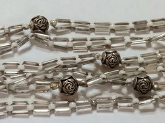 VINTAGE ART DECO FLAPPER NECKLACE 62″ GLASS TUBE MERCURY BEADS