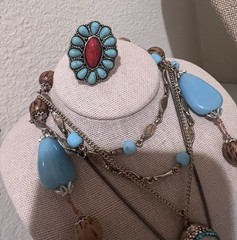 51 pc Vintage Costume Jewelry Lot Southwestern Faux Semi-Precious style Jewelry