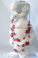 Set of 2 Vintage 90’s necklaces faceted red bead necklace and butterfly pendant