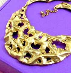 VTG Runway 70s Rare NAPIER Brutalist GP Modernist Bib Necklace “Molten Metal”