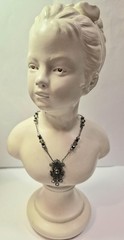 Vintage LIZ PALACIOS Necklace Dainty Crystal Pearl Black & Grey Delicate Signed