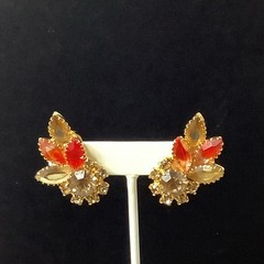 D&E Juliana Pink Givre Earrings Crystals Climber Gold Tone 1.75″