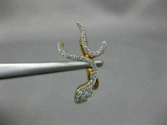 ESTATE .42T DIAMOND & AAA RUBY 18KT ROSE GOLD 3D SNAKE FUN HANGING EARRINGS