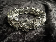 Charter Club Silver / White Stretchable Rhinestone Bracelet