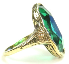 Antique French 1920’s Green Stone 13KY Ring Size 5.5 UK-K1/2 9.26Ct Art Deco