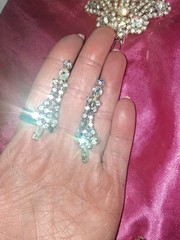 Vintage Estate Rhinestone Bracelet Earrings And Hair Pin Set