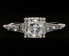 Vintage Diamond Engagement Ring .62CT Mine Cut 14K WG Size 4