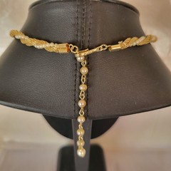 Vintage Coro Gold Mesh And Pearl Twist Necklace Choker 12 In. 3 In. Extender