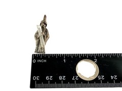 Designer Vintage Sterling Silver Wizard Holding Quartz Crystal Pendant 5g 1.5 In