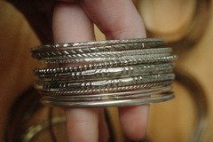 50+ Lot True Vintage Mixed Metal Bangle Bracelet Lot Etched Stacking Jewelry