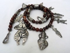 27.75″ SOUTHWEST STERLING SILVER BRUSTALIST NUDES BASKET JASPER BEADS NECKLACE