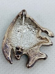 Vintage AAI Rhinestone Eye Enamel Fish Pin Brooch Marked