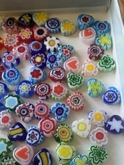 Vintage Handmade Small Murano Venetian millefiori art glass bead LOT 110 Hearts