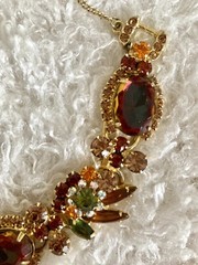 JULIANA D&E Iridescent Watermelon Art Glass Rhinestone Bracelet! SPECTACULAR!!