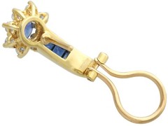 Vintage 1.50Ct Sapphire and 0.68Ct Diamond, 18k Yellow Gold Earrings Circa 1980