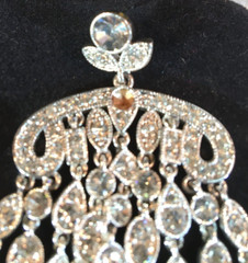 Lauren Conrad LC Silvertone Chandelier Dangle Clear Crystal Pierced Earrings