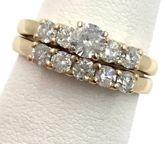 Art Deco Antique Vintage 1.30Ct Diamond Wedding Ring Set 14K Yellow Gold FN