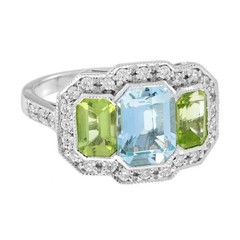 3Ct Art Deco Vintage Style Lab Created Aquamarine Wedding 14k White Gold FN Ring