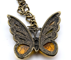 Butterfly Necklace Antique Gold Tone 18″ Chain