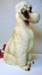 Blue Enamel Cloisonne/Guilloche Goldtone Poodle Brooch & Poodle Statue-Figurine
