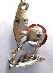 VINTAGE RED METAL ROSE PENDANT ON 925 STERLING SILVER ROMANIA CHAIN NECKLACE