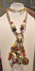 Vintage Lawrence VRBA STATEMENT Charm Long Necklace 29″ Plus 5″ Dangle Drop