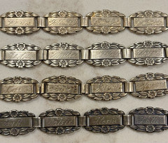 Vintage Sterling Silver WWII Forget Me Not Bracelets. Lot Of 4. Sterling Silver.