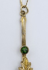 Antique Edwardian Suffragette Lavalier Pendant Necklace 14K Gold Filled Chain