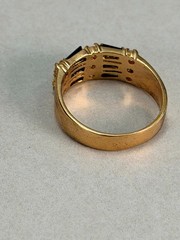Vintage Men’s Black Onyx Style Gold Tone Ring Cubic Zirconia Size 12 Classic