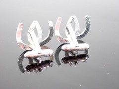 Vintage Anson Horseshoe Cufflinks PAT. Pending Silver Tone Western Lucky Charm