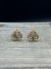 Black Hills 12k Tricolor Gold Grape Leave Earrings