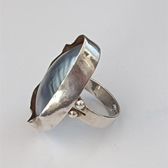 Silver Sculptural Pearl Ring Large Baroque Organic Statement Boho Asymmetrical