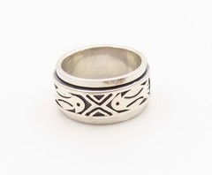 925 Sterling Silver Vintage Ring Modernist Bird Spinner Band Sz 4.5 RG36294
