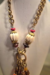 Vintage Lawrence VRBA STATEMENT Charm Long Necklace 29″ Plus 5″ Dangle Drop