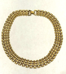 NAPIER PANTHER WATCHBAND COLLAR FLAT GOLD 16″ CHUNKY .75″ WIDE 1980S Necklace EU