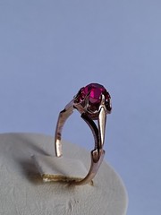 Old Vintage Soviet Union Silver 875 Ring USSR Red Stone Ruby Size US 6 (16.5 mm)