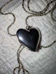 Vintage.925 Silver Heart Shaped Locket With Fabulous Chain