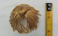 Vintage Monet gold toned Knotted Rope Large Statement Estate Pin Brooch Jewelry