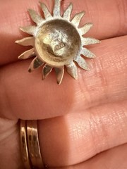 Sterling Silver 925 Sun Face Pendant Necklace Celestial Boho Vintage 18 Inch