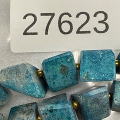 Vintage Cut Polished Stone Necklace Blue 21”