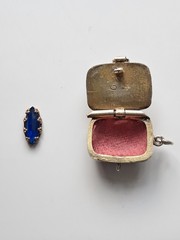 Antique Art Deco Egyptian Revival Silver 800 Enamel Moses Basket Pendant