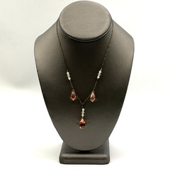 Art Deco Pink Necklace Paper Clip Chain 16″ Antique Jewelry