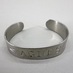 Vintage ID Cuff Bracelet Silver Tone Agnes