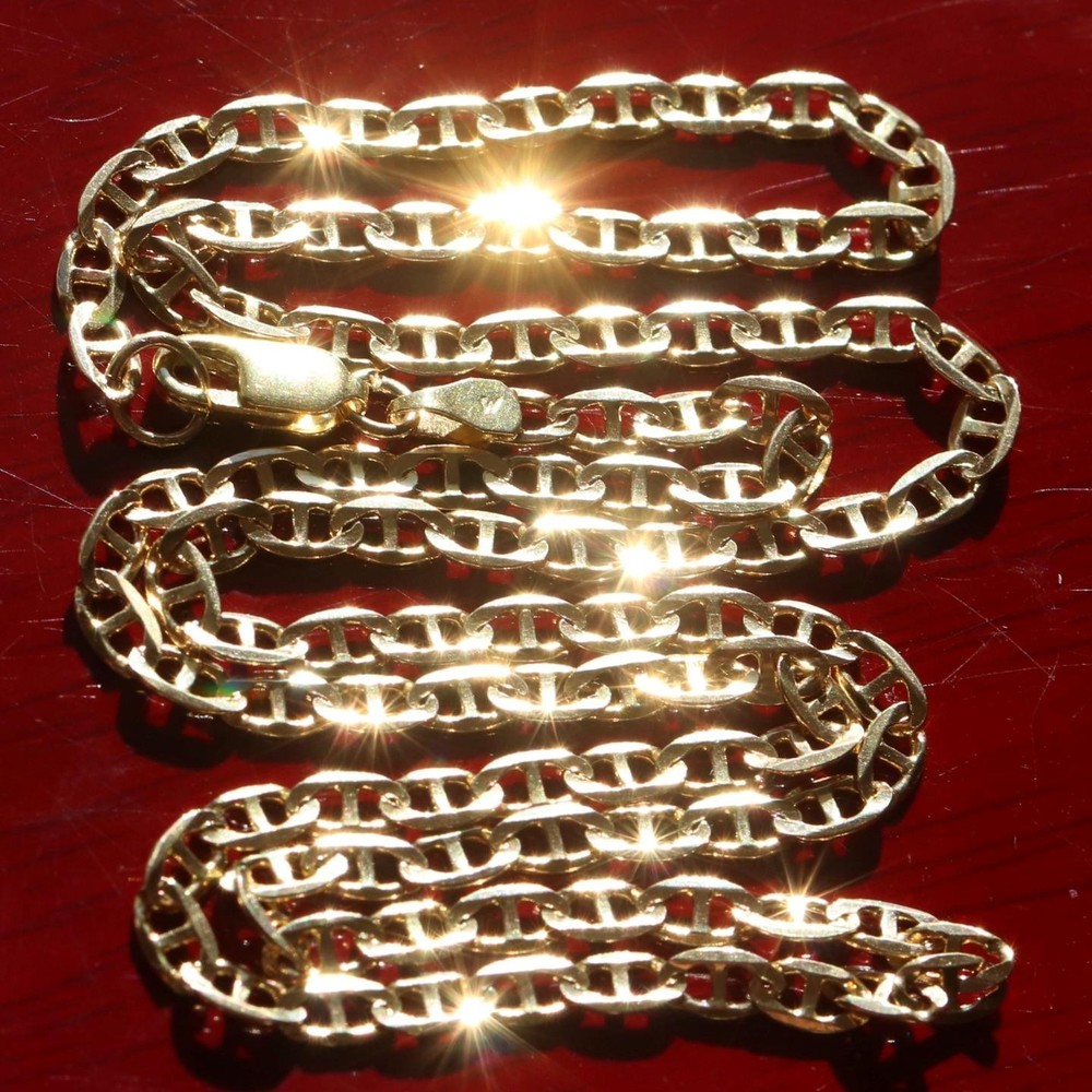 14k yellow gold necklace 19.5″ anchor / mariner link chain vintage 7.67gr N3502