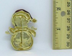 VTG SPARKLING CRYSTAL & ENAMEL CHRISTMAS SNOWMAN BROOCH IN BOX MERRY & BRIGHT?