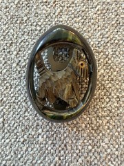 RARE Carved Marbled Bakelite Scotty Dog Brooch Dress Clip