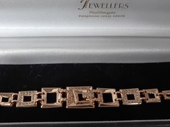 Vintage 1990-s Rolled Gold Zircons Bracelet- Hallmarked 585 RG!!