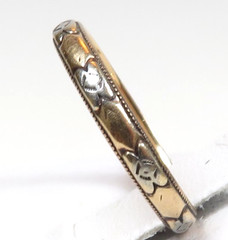 Antique Art Deco 14K 18K Yellow Gold Engraved Wedding Band Ring Size 5 UK-J1/2