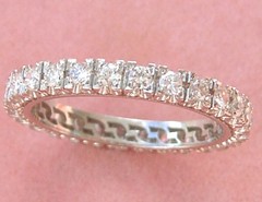 VINTAGE 1.35 ctw BRILLIANT DIAMOND PLATINUM ETERNITY BAND RING 1950 sz 10-10.25