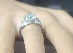 Platinum Vintage Filigree Engagement Ring 2.78ct. Natural Old Mine Diamond GIA
